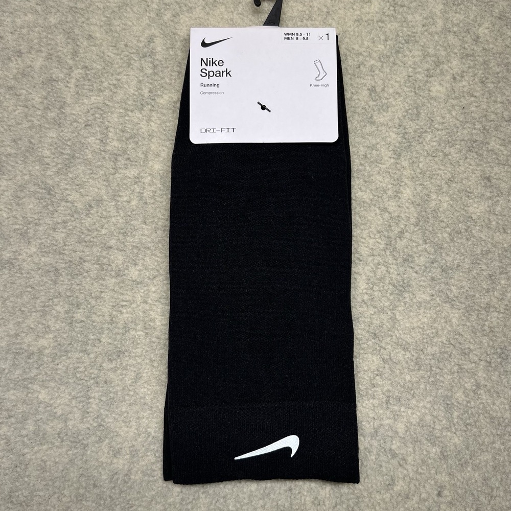 Nike Spark Knee High Compression Running Socks Black Men 8-9.5‎ NWT